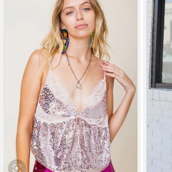 New FREE PEOPLE Right Rhythm  Sequin Cami 191/395MN - Picture 5 of 5